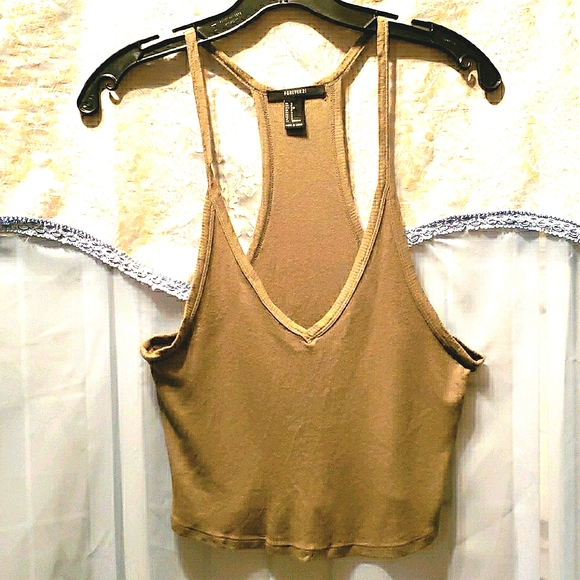 FOREVER 21 SOFT/SEXY OLIVE CROP V-NECK TANK SZ S - Picture 1 of 8